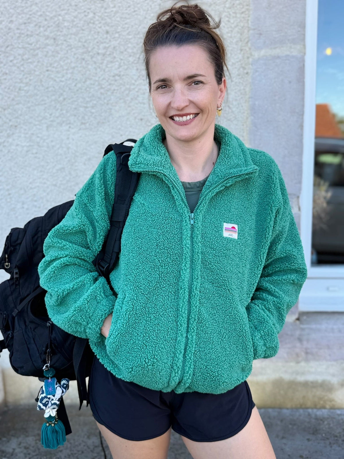 Polaire Inês, polaire sherpa vert émeraude – vue 1