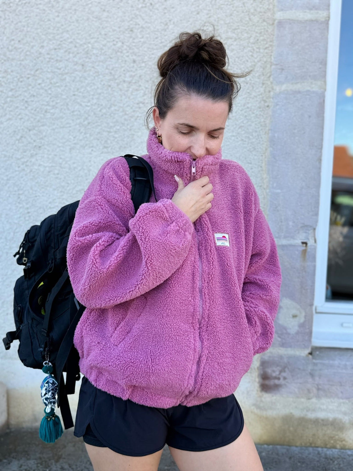 Polaire Rose, polaire sherpa rose – vue 3